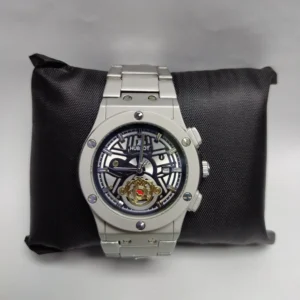 hublot Luxury Skeleton Watch – black and Silver Dial